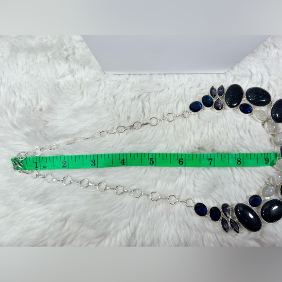 Blue Sunstone Moonstone Lapis 925 Large Necklace & Bracelet - Picture 5 of 9
